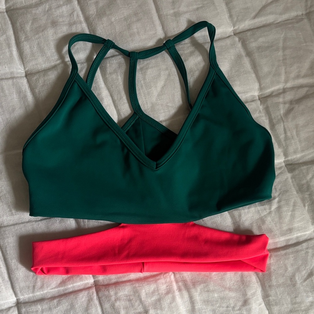Five the Label Women's Green and Pink Sports Bra side med